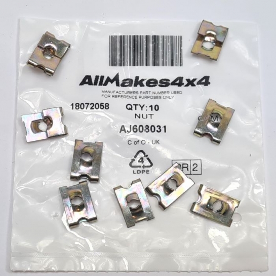 Image of AJ608031, a 'NUT NO8 SPRING' part