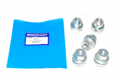 Image of ANR4914, a 'ALLOY SPARE WHEEL RETAINING NUT - DEFENDER - DISCOVERY 1' part
