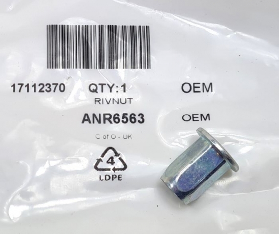 Image of ANR6563, a 'NUTSERT M8 BLIND - DEFENDER - DISCOVERY 2 - EVOQUE' part