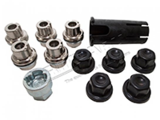 Image of DA3548, a 'LOCKING WHEEL NUT KIT (BLACK CAP) - DEFENDER 90/110' part