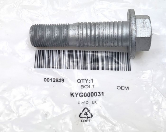 Image of KYG000031, a 'BOLT M16 X 65MM TOP KNUCKLE - RANGE ROVER VOGUE' part