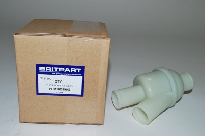 Image of PEM100990G, a 'THERMOSTAT & HOUSING TD5/V8 DISCOVERY 2 - DEFENDER' part