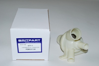 Image of PEM101130, a 'THERMOSTAT WITH HOUSING - PETROL - RANGE ROVER 1994 TO 2001' part