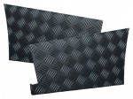 PAIR OF SATIN BLACK FINISH CHEQUER PLATE REAR WING PROTECTORS - DEFENDER 110