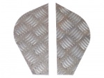 PAIR OF CHEQUER PLATE REAR WING PROTECTOR - NATURAL ALUMINIUM FINISH - SHORT WHEEL BASE - LAND ROVER SERIES 111