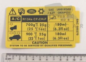 Image of BAC000270, a 'LABEL - AIR CONDITIONING DISCO11' part