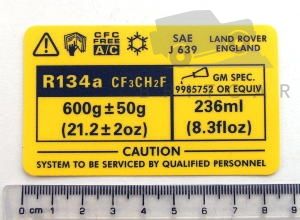 Image of BAC103320, a 'LABEL SHEET UNDERBONNET DEFENDER' part