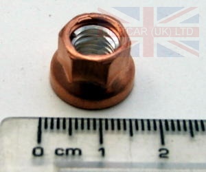 Image of LYH000130, a 'NUT M8 FLANGED COPPER - EXHAUST MANIFOLD 4.4L V8' part