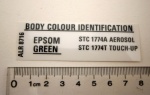 LABEL BODY COLOUR - EPSOM GREEN RANGE ROVER CLASSIC - DISCOVERY 1