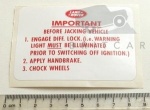 DECAL - JACK OPERATION DEFENDER - DISCOVERY 1 - RANGE ROVER CLASSIC