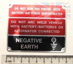LABEL WARNING NEGATIVE BATTERY CABLE